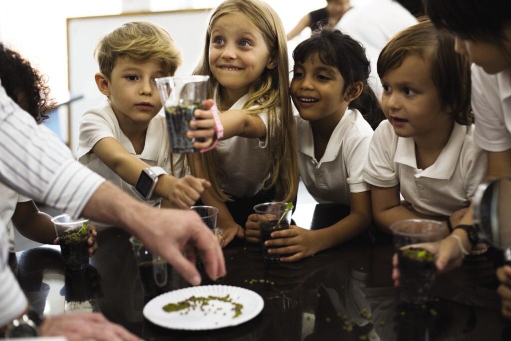 children and planting