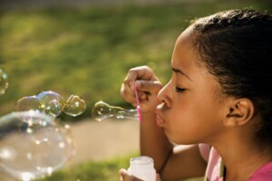 blowing bubbles