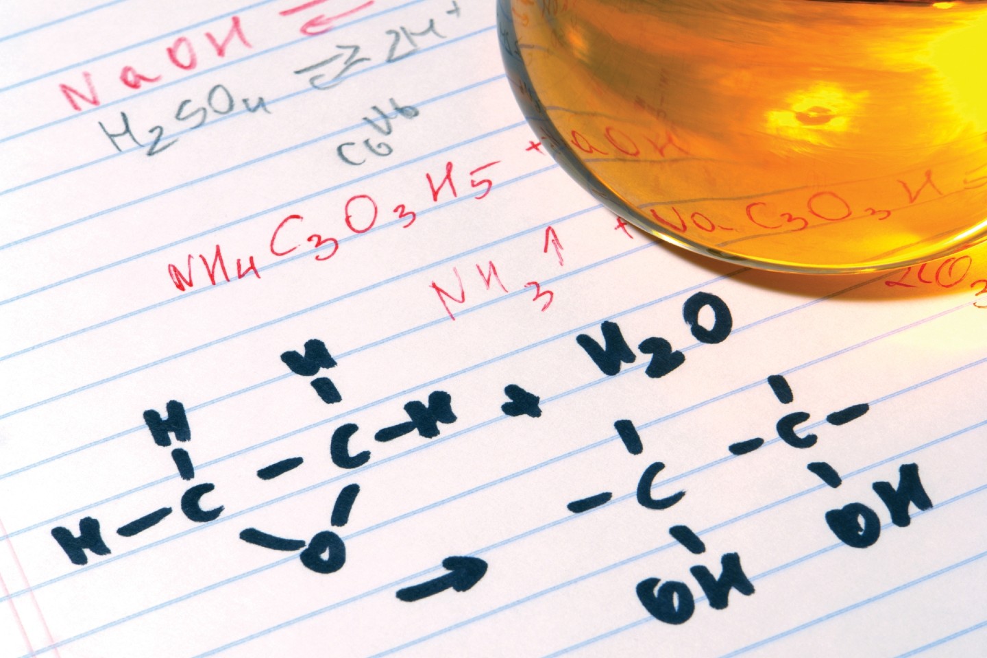 Chemical formulas and models.