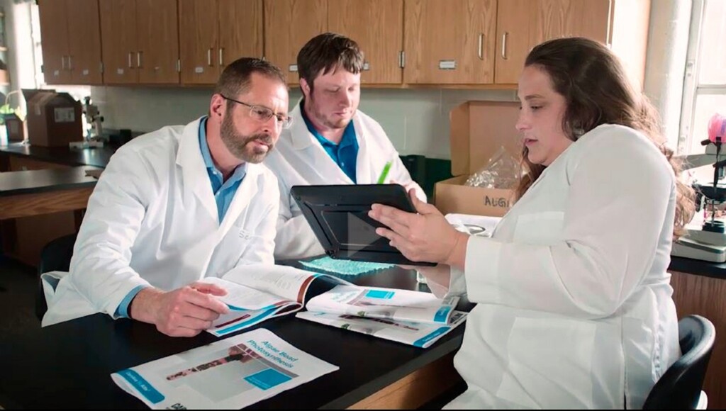 Product developers testing a new kit in the laboratory.