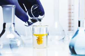 two clear liquids are combined to form a yellow precipitate