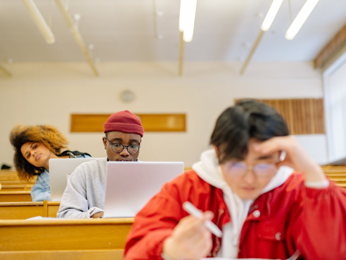 students studying in classroom