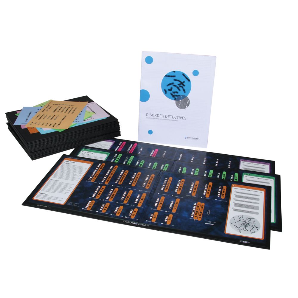 The Disorder Detectives Classroom Kit offers a fresh and engaging approach to teaching karyotyping by challenging students to take on the role of cytogeneticists and diagnose the diseases of 15 unique patients.