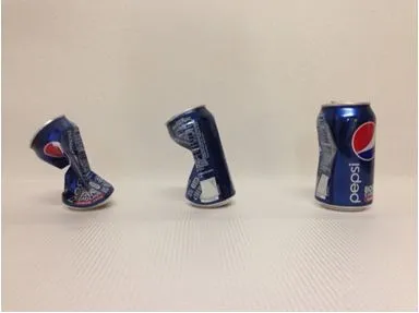 Imploded cans with interior water