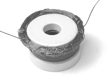Figure 5 Wire coil on magnets.