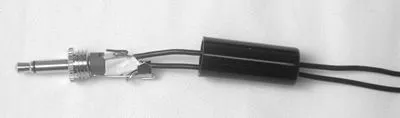 Figure 2 Earphone plug posts with connected wire.