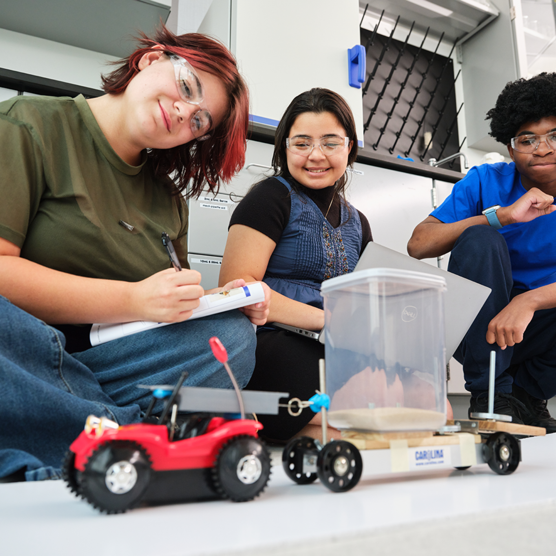 A group of students working together on a STEM related activity