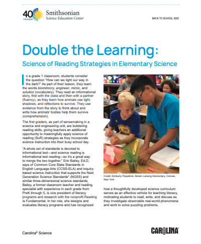 Double the Learning: Science of Reading Strategies in Elementary Science